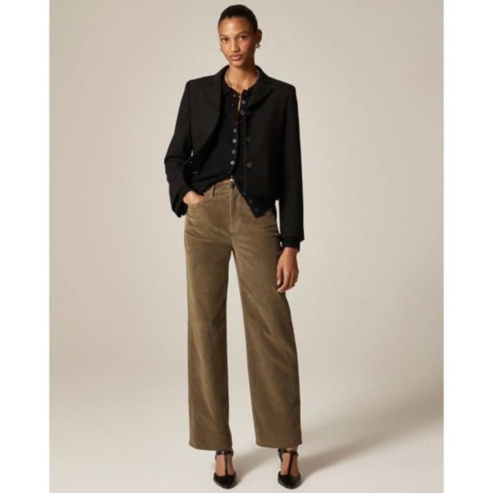 NEW J. Crew | Slim Wide Pant in Corduroy Frosty Olive CN735 Sz 27
